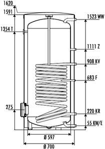 Speicher Warmwasserspeicher UNO Typ E 400 L   orange  