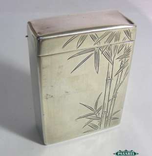 Fine Japanese 950 Sterling Silver Bamboo Cigarette Case Japan Ca 1900 
