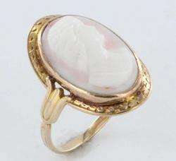   Cameo 14k Gold Cocktail Ring Vintage Estate Heirloom Jewelry  