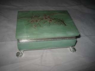 Vintage Made In Italy Alabaster Painted Jewelery Box  