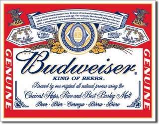 Budweiser Label Beer Bottle Label Man Cave Bar Tin Sign  