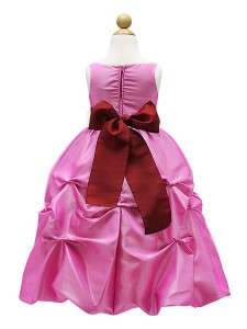Fushia Taffeta Flower Girl Dress Pick Your Sash Size 2 4 6 8 10 12 