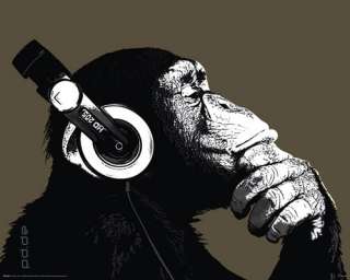 Poster The Chimp Affe Äffchen Kopfhörer Musik Music Popmusic  