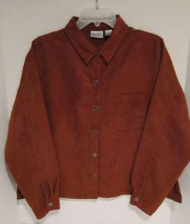 Chicos 2 rich brown chamois cloth long sleeve shirt 46 EC  