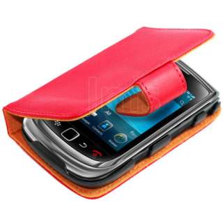     Wallet Leather Case For Blackberry Torch 2 9810 9800   Red + Film