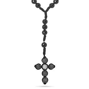 ROCK & GEMZ Silver CZ Jabari Disco Ball Rosary Necklace Jewelry 