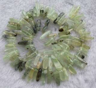 Baroque Shape Green Prehnite Beads 5x18mm 15inchs  