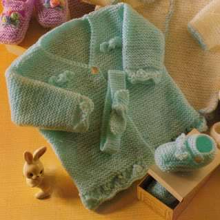 Vintage Baby Matinee Coats Shoes & Headband 3 Styles DK Knitting 