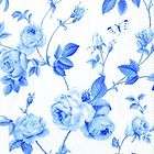 Rambling rose white blue traditional english paper table floral flower 