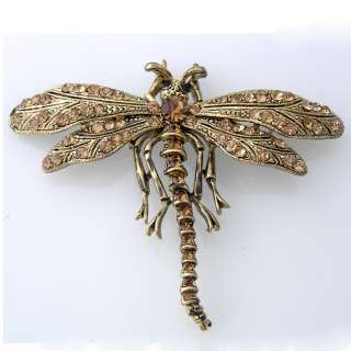 Dragonfly Brooch Pin W Swarovski Crystals P001  