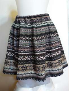 Womens Knitted Nordic Print Snowflake Print Skirt Ladies Mini Warm 