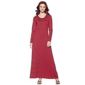 DG2 Striped Jersey Long Sleeve Maxi Dress 