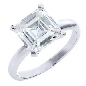   Gold 1 Carat Solitaire Asscher Cut Diamond Engagement Ring Jewelry