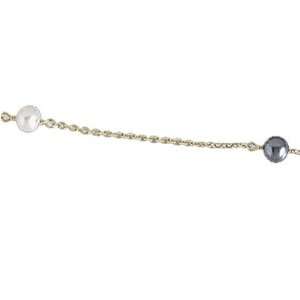  Cultured Black & White Pearl Station Gold Necklace 