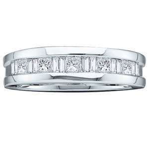  Mens 1/2 Carat Princess Baguette Diamond 14k White Gold 