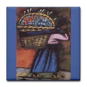  Diego Rivera Woman Flower Basket Art Mexican Tile Coaster 