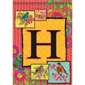  Colorful Monogram H Bird Floral Double Sided Garden Flag 