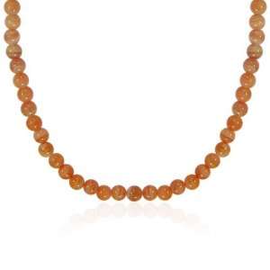 6mm Round Orange Agate Bead Necklace, 60 Jewelry