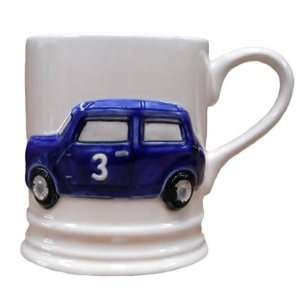  Mini Rally Car Hand Painted Ceramic Embossed Mug Kitchen 
