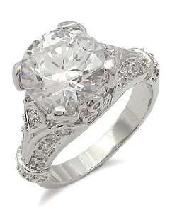 Cubic Zirconia Rings   3 Carats Solitaire with Antique Design CZ Ring 