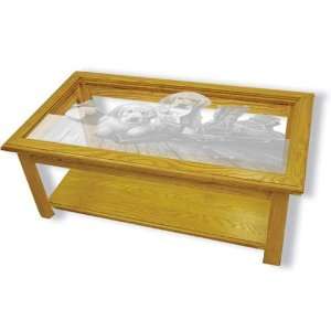   Retriever Puppies in Rectangle Oak Coffee Table
