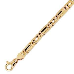  14K Solid Yellow Gold Tiger Eye Fancy Chain Bracelet 6.5mm 