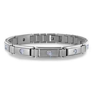  Stainless Steel, 10k White Gold & Diamond Bracelet (0.20 