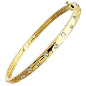   14Kt Yellow Gold Doted Diamond Bangle Bracelet Jewelry Days Jewelry