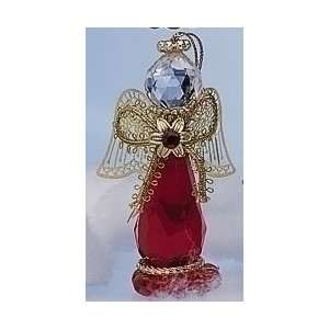   Of 12 July Ruby Birthstone Angel Christmas Ornaments