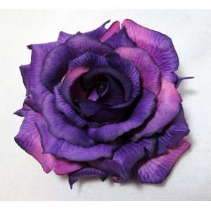  Large High Quality Purple Rose Hair Flower Clip and Pin 