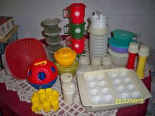   LOT BOWLS CUPS SHAPE BALL TOY HAMBURGER PRESS VINTAGE SERVALIER  