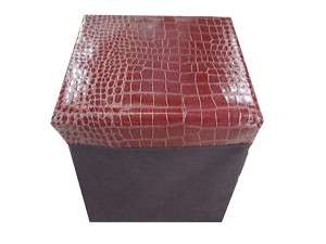 STORAGE OTTOMAN FOOTSTOOL BOX CHAIR, SNAKE LEATHER LOOK  