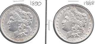 1886 87 88 90 1896 1897 Silver Dollar Morgan Lot BU AU+ 6 American 