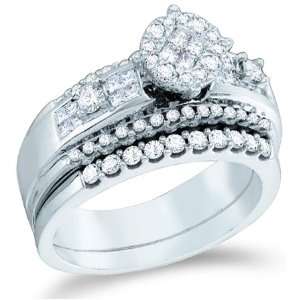    11.5   14k White Gold Diamond Ladies Womens Bridal Engagement Ring 