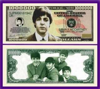 THE BEATLES PAUL MCCARTNEY DOLLAR NOVELTY BILL  