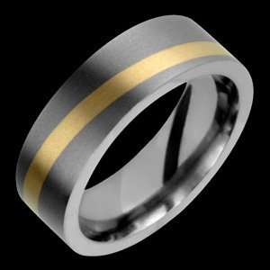  Minerva   size 13.25 Titanium Ring with 14K Gold Inlay 