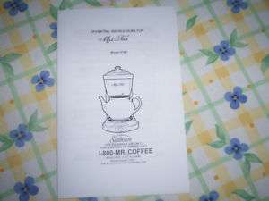 MRS TEA by MR COFFEE Hot Tea Maker INSTRUCTION MANUAL  