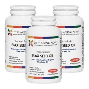 FLAX SEED OIL 3,000 mg Per Dose (3 Pack)   Premium, Organic Formula 