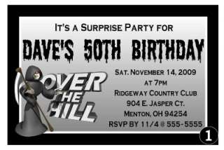 OVER THE HILL 40th 50th 60th BIRTHDAY PARTY INVITATIONS  
