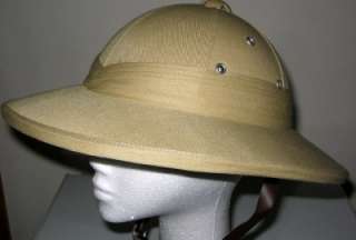 KHAKI PITH HELMET SAFARI JUNGLE 70S HUNTING COSTUME HAT  