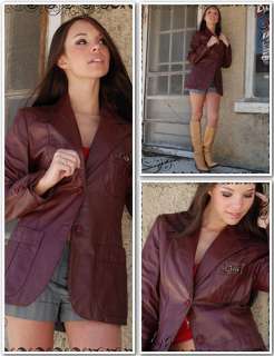 Vintage 70s Wine Etienne Aigner Leather Jacket  