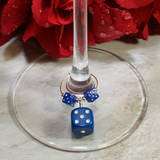 Dice Wine Glass Charm Set in Six Colors with Silver Accent  