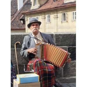 Polka Performer with Accordion on the Charles Bridge, Prague, Czech 