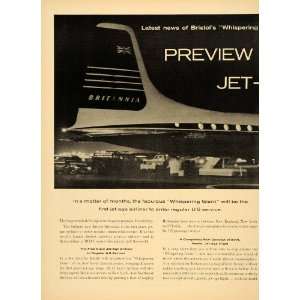 1957 Ad Bristol Aircraft Britannia Airliner Jet Plane   Original Print 