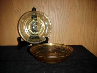 VINTAGE 2 DEPRESSION GLASS BOWLS AMBER COLLECTIBLE  