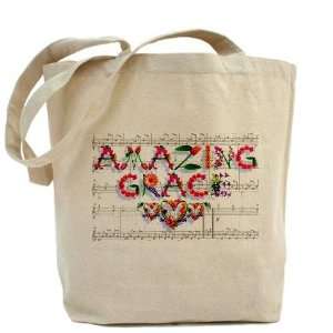 Amazing Grace Musical Notes Music Tote Bag by 