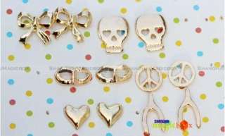 2012 Peace Sign Angel Wings Heart Wishbone Skull Anchor Mask Ear Pin 