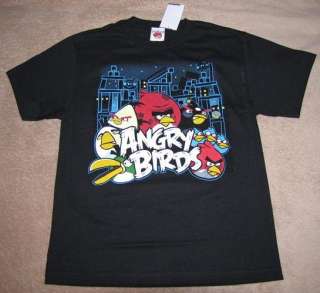ANGRY BIRDS *Night Group* Black Tee T Shirt sz 7/8  