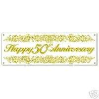 50TH ANNIVERSARY Party Supplies Gold Banner Sign   NEW  