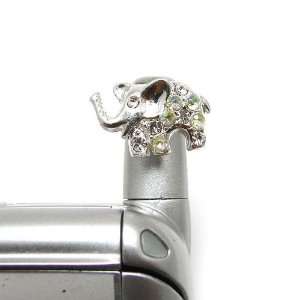 Cell Phone Antenna Ring Charms ~ Clear AB Crystal Elephant Cell Phone 